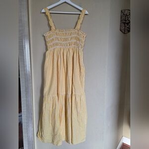 French Connection Ezeke Yellow Gingham Summer Dress Cottagecore Feminine Maxi